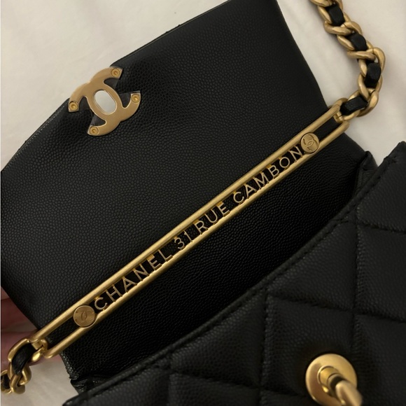 CHANEL 🖤 24S Black Caviar Leather Rue Cambon Mini Top Handle Bag - Picture 4 of 16